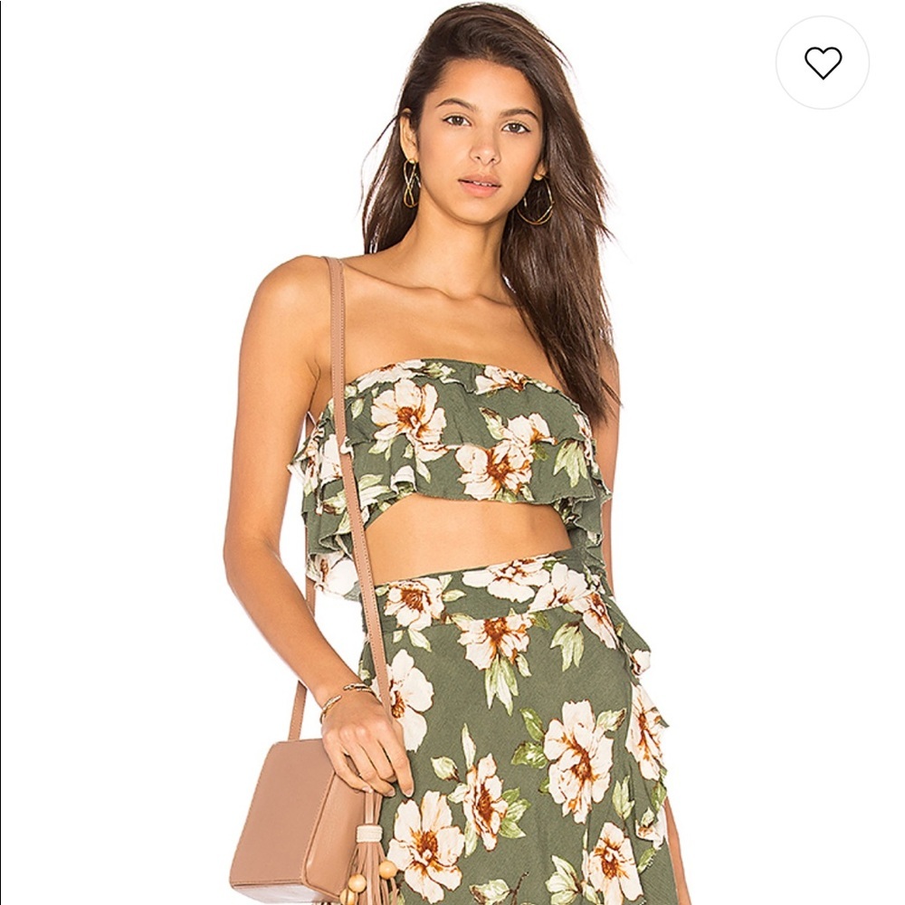 Blue Life Lola Floral Ruffle Crop Tube Top